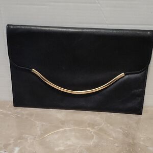 Chic Black Clutch with Gold Detail
